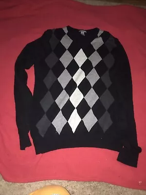 H&M Mens Black Argyle/Diamond  Pullover Jumper Size M • $6.99