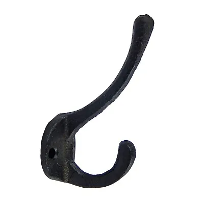 Cast Iron Double Wall Hook Key Towel Coat Door Robe Hanger Matte Black 3 Inch • $8.95