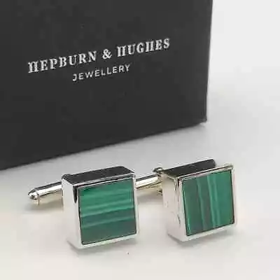 Natural Malachite Gemstone 925 Sterling Silver Cufflinks For Father's Day Gift • $71.99