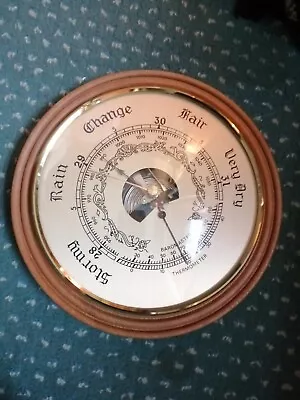 Vintage Wood / Brass Weather Thermometer Ray Brown Wood Turner  Gretna Scotland. • £15