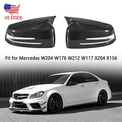Carbon Fiber Door Wing Mirror Cover For Mercedes Benz W204 W176 W212 CLA250 C63 • $32.99