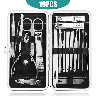 19Pcs Nail Clippers Grooming Kit Women Men Manicure Pedicure Set Toe Cutter Gift • $11.98