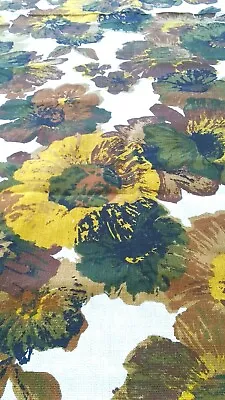 Mid Century Cotton Fabric Large Marigolds 64  L X 54  W • $25