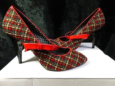 Killah - Miss Sixty Red Black Retro Fabric Rockabilly High Heel Shoes UK 4 EU37  • £14.99