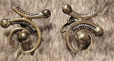 Vintage Art Deco Signed DANECRAFT Sterling Silver 925 Screw Back Earrings • $20