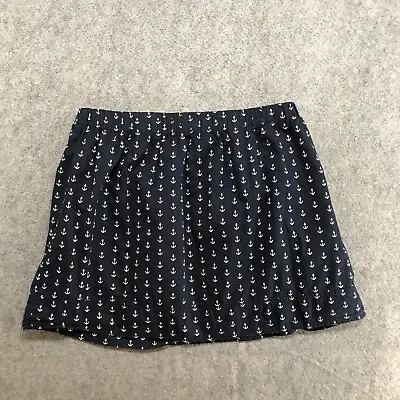 J  Crew Skirt Womens Size M Navy Blue Pull On Mini Anchor Nautical Print • $11.99