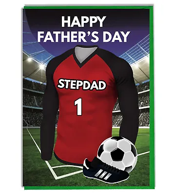 £3.49 • Buy Fathers Day Football Card For Stepdad - Red, White & Black Team Shirt /Colours