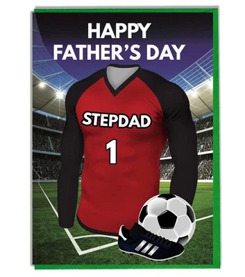 £3.49 • Buy Fathers Day Football Card For Stepdad - Red, White & Black Team Shirt /Colours