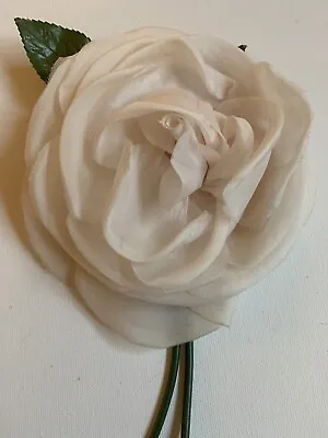 Beautiful Large Vintage Millinery White Chiffon Rose  ~ Excellent Condition! • $12