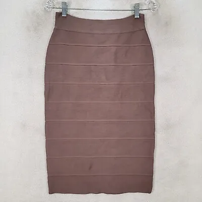 BCBGMAXAZRIA Women Skirt Size M Taupe PullOn Stretch Bandage Bodycon FLAW Pencil • $17.95