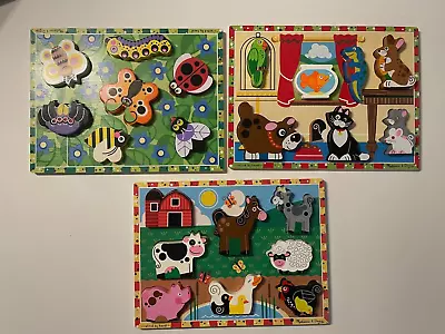 Melissa & Doug NWOT Lot Of 3 Chunky Wood Puzzles Animals • $25.74