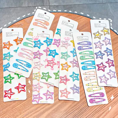 10/12PCS Hairpins Candy Color Snap Hair Clip For Kids Girl Barrettes BB Clips + • $1.64