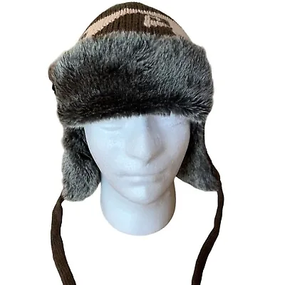 Adult SM/MED Or Youth LG Winter Trapper Ear Flaps Knit Hat W/tie Brown • $5.99