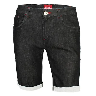 £9.89 • Buy Mens Denim Shorts Stretch Slim Fit Rolled Hem Jeans Half Pants