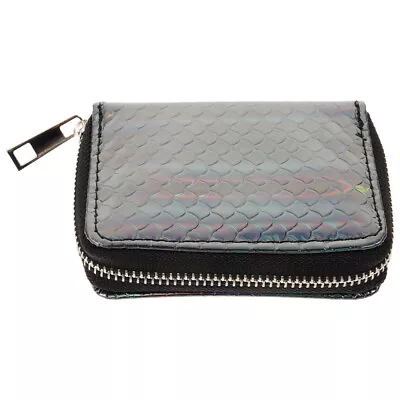  Mermaid Pattern Pu Small Purse Coin Cosmetic Bag Clutch Short (black) Women • £9.35