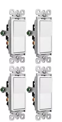 4PK 3-Way Decorator Paddle Wall Light Switch 15A 120/277V On/Off Rocker White • $10.79