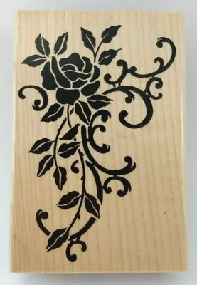 ROSE BUSH Entwined Scrollwork Corner Stampendous! Large Rubber Stamp NEW • $11.99