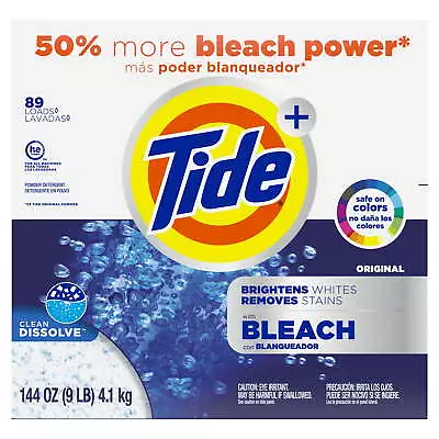 Tide Plus Bleach Powder Laundry Detergent Original 89 Loads 144 Oz • $19.94