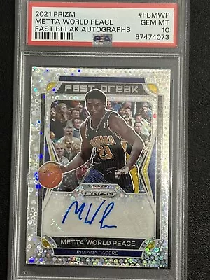 2021-22 Metta World Peace Auto Panini Prizm Fast Break Disco Autographs Psa 10 • $50