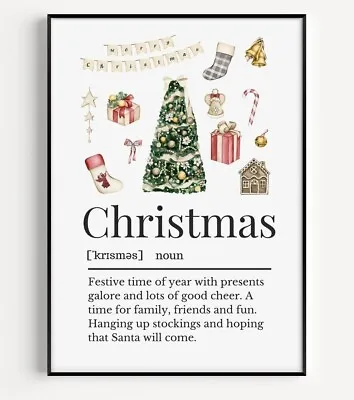 £6.49 • Buy Christmas Definition Print, Christmas Print, Christmas Decorations