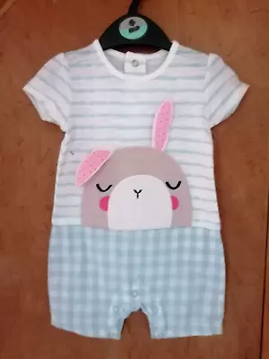 Babies Novelty Bunny Mockable Romper By Matalan Age: 3-6 Mths • £4