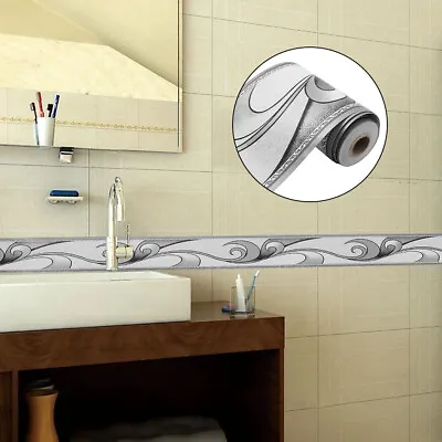 3D Self-Adhesive Wave Line Wall Sticker Skirting Wallpaper Waterproof Border DIY • £6.94