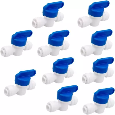 1/4 Inch OD Tubing&Hose&Pipe Use Inline Shut Off Ball Valve Plastic Quick Pack10 • $12.77