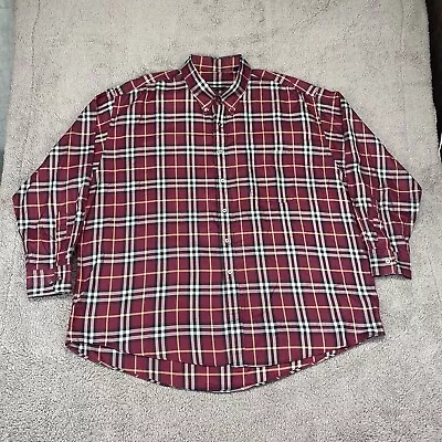 Vintage Burberry London Shirt Mens 3XL  XXXL Red Plaid USA Made Button Down EUC • $89.95