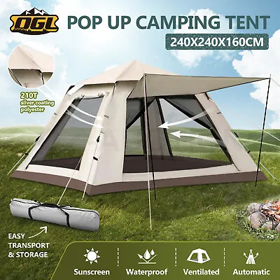 $104.95 • Buy OGL 4 Person Camping Tent Instant Pop Up Beach Shade Shelter Waterproof White