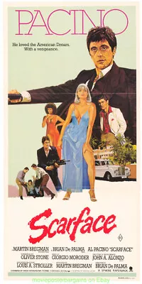 SCARFACE MOVIE POSTER Australian Daybill 13x30 Inch  AL PACINO MICHELLE PFEIFFER • $125