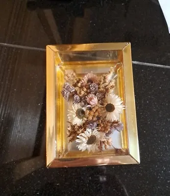 Vintage Shadow Box Frame Dried Flowers Displayed 5.5 X4 X2.25  Mons Belgium  • $17