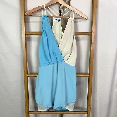 Maurie & Eve Dress Womens 8 Blue & White Silk Sleeveless Layered Summer Mini • $1.90