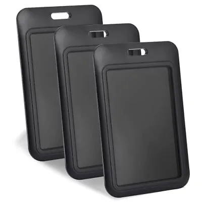 3 Pcs Sliding ID Badge Holder Hard Black Vertical Plastic Card Case Protector • $7.73