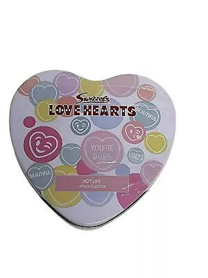 Love Hearts Lip Balm Trio In Reusable Heart Shaped Tin Box Lip Gloss Women's • £8.77