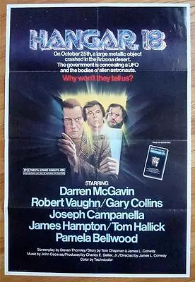 HANGAR 18 Orig Movie Poster 1980 FOLDED One Sheet 1SH UFO Secrets Sci-fi • $12