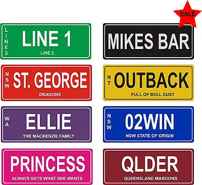 CUSTOM PERSONALISED SIGN 29.5 X 9.5cm BIKE CAR NUMBER LICENCE PLATE NOVELTY GIFT • $18.90