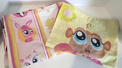 Littlest Pet Shop Twin Flat Sheet And Pillow Case Cotton Blend Hasbro Monkey • $17.49