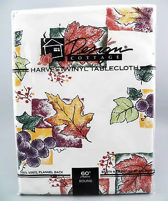 VTG Design Cottage Harvest Tablecloth 60  Round Barth & Dreyfuss Grapes & Leaves • $7