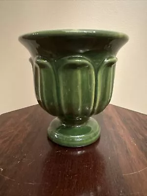 Vintage HAEGER Pottery 5.25” Glossy Green Pedestal Planter Footed Vase MCM #130 • $16.99