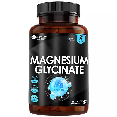 Magnesium Glycinate Capsules High Strength 1040mg Fatigue Bone Health 120 Caps • £10.95