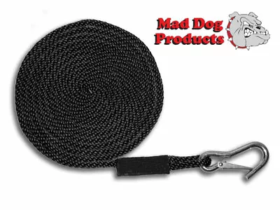 Black Marine Launch Line W/ Stainless Steel Clip- 3/8  X 15' Line - Made In USA • $17.99