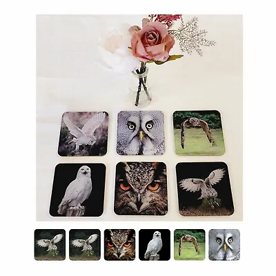 £3.99 • Buy Owl Coasters For Kitchen Table, Mancave Bar, 6 Pictures Cork Anti-slip Back OC1