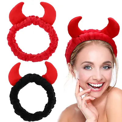 2 Pack Spa Headband For Women Devil Horns Facial Headband Face Wash Headband Ma • £20.63