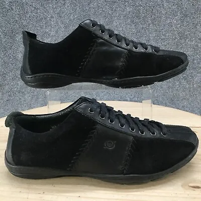 Born Shoes Mens 10.5 M Oxford Lace Up Flats M3389 Black Leather Round Toe Casual • $36.09