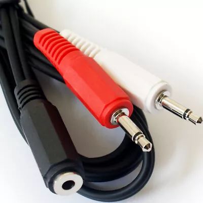£5.49 • Buy 1.5m 3.5mm Stereo Female To 2x Mono Male Cable Aux Jack Plug Lead Audio Splitter