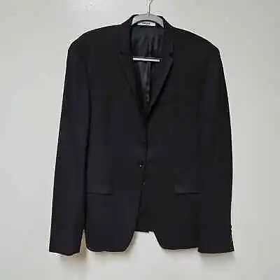 DKNY Mens One Button Notched Collar Black Wool Blazer Size 40R • $39.99