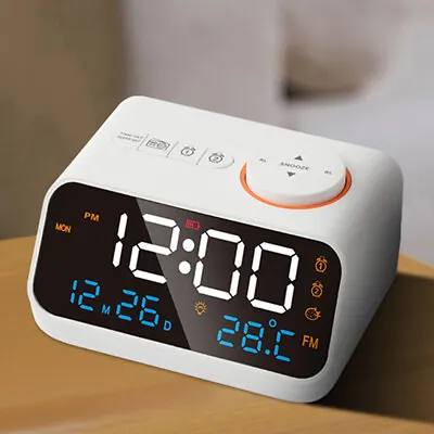 $32.49 • Buy LED Digital Alarm Clock Time Calendar Temperature Bedside FM Radio Snooze Clock