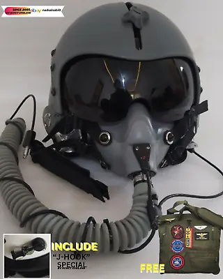 Hgu-33 Naval Aviator Fighter Pilot Helmet Grey With Mbu-12 Oxygen Mask (replica) • $700