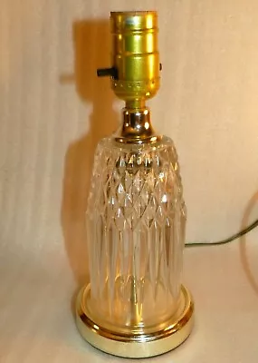 Vintage Leviton Heyco Table Lamp Clear Diamond Cut Glass And Brass 10  Tall  • $19.97