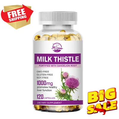 Milk Thistle Silimarina Extract Capsules 1000mg High Potency For Liver Health • $18.39